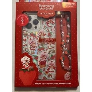 Strawberry Shortcake Phone Case & Beaded strap iPhone - 13 & 14 Pro Max - New